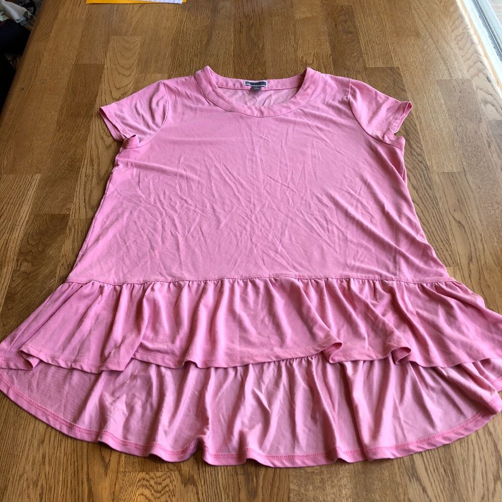 Chelsea28 Pink Ruffle Hem Tunic Top Size Small - Picture 3 of 10